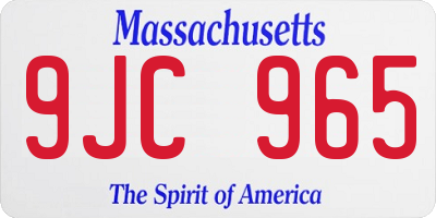 MA license plate 9JC965