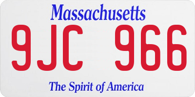 MA license plate 9JC966