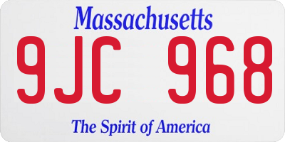 MA license plate 9JC968