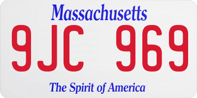 MA license plate 9JC969