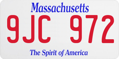 MA license plate 9JC972