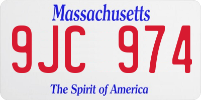 MA license plate 9JC974