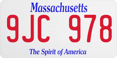 MA license plate 9JC978