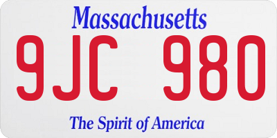 MA license plate 9JC980