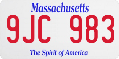MA license plate 9JC983