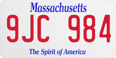 MA license plate 9JC984
