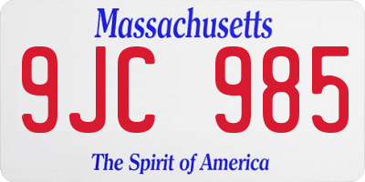 MA license plate 9JC985