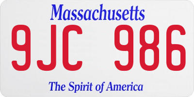 MA license plate 9JC986