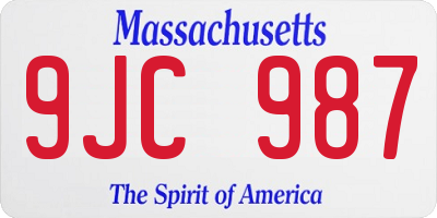 MA license plate 9JC987