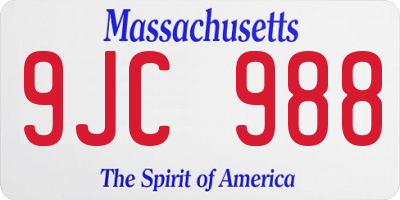 MA license plate 9JC988