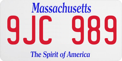 MA license plate 9JC989