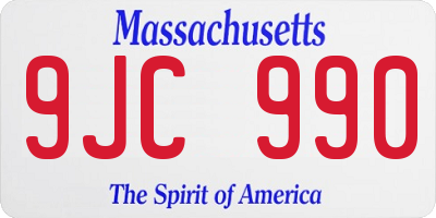 MA license plate 9JC990