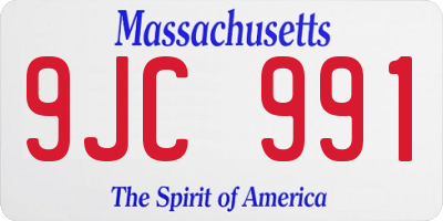 MA license plate 9JC991