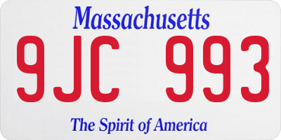 MA license plate 9JC993