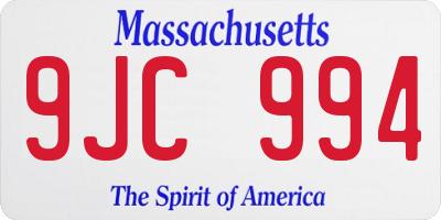 MA license plate 9JC994