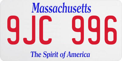 MA license plate 9JC996