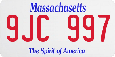 MA license plate 9JC997