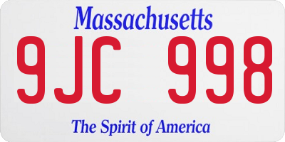 MA license plate 9JC998