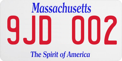 MA license plate 9JD002