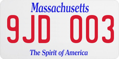 MA license plate 9JD003