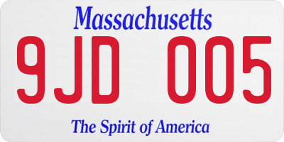 MA license plate 9JD005
