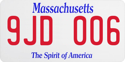 MA license plate 9JD006