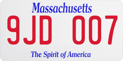 MA license plate 9JD007