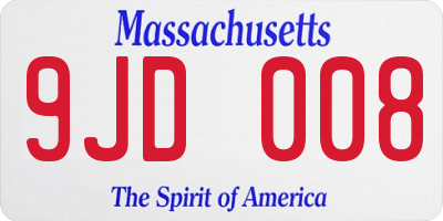 MA license plate 9JD008