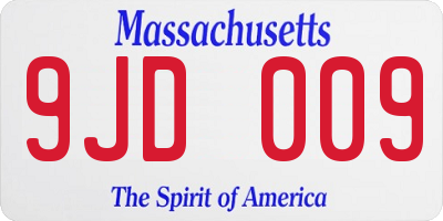 MA license plate 9JD009