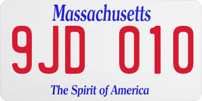MA license plate 9JD010
