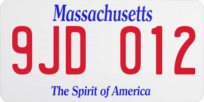 MA license plate 9JD012