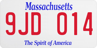 MA license plate 9JD014