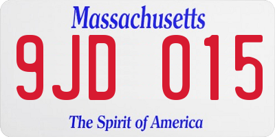 MA license plate 9JD015