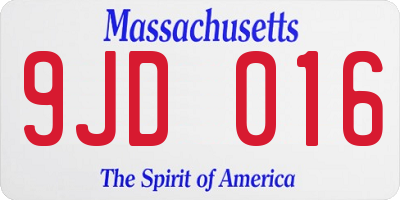 MA license plate 9JD016