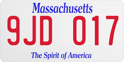 MA license plate 9JD017