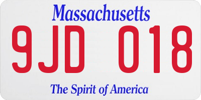 MA license plate 9JD018