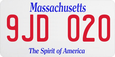MA license plate 9JD020