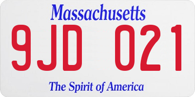 MA license plate 9JD021