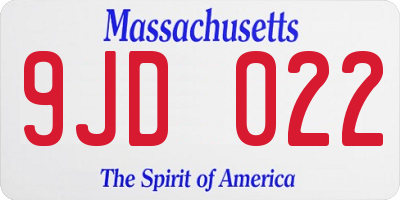 MA license plate 9JD022