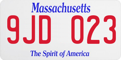 MA license plate 9JD023