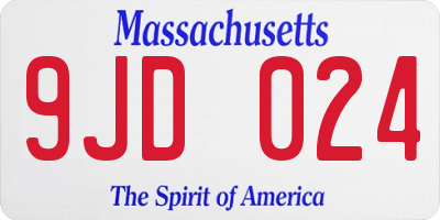 MA license plate 9JD024