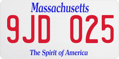 MA license plate 9JD025
