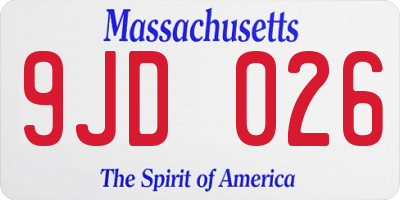 MA license plate 9JD026