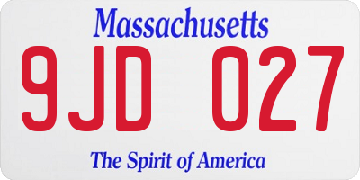 MA license plate 9JD027