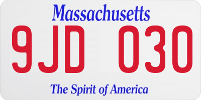 MA license plate 9JD030