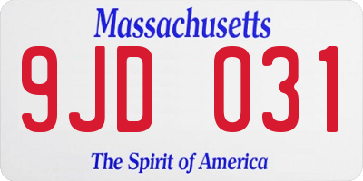 MA license plate 9JD031