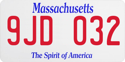 MA license plate 9JD032