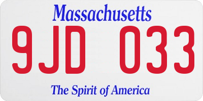 MA license plate 9JD033