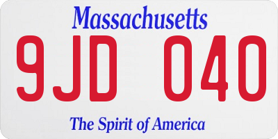MA license plate 9JD040