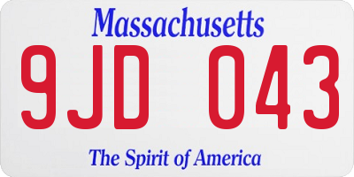 MA license plate 9JD043
